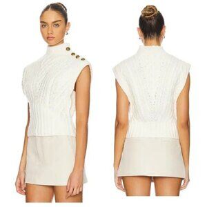 NEW Veronica Beard Holton Cable Knit Wool Sleeveless Vest White Size: Small